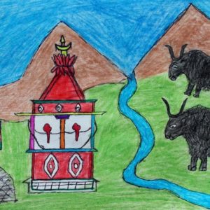 Stupa with Yaks by Lodey Namgyal